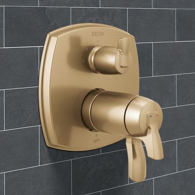 Click here to see Delta T27T876-CZ-PR-LHP Delta Stryke Monitor 17 Series Thermostatic Integrated Diverter Trim with Three Function, (Less Handle), Lumicoat  Champagne Bronze - T27T876-CZ-PR-LHP