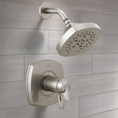 Click here to see Delta T17T276-SS-PR Delta Stryke TempAssure 17T Series Shower Only,  Five-Setting, H2Okinetic, Touch-Clean, ADA, 1.75 GPM, Lumicoat Stainless - T17T276-SS-PR