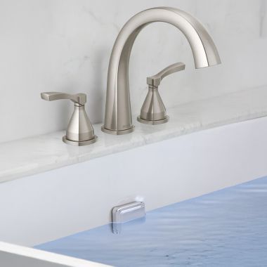 Click here to see Delta T2777-SS-PR Delta Stryke Two-Handle Roman Tub Faucet Trim, High Arc Spout, Lever Handles, Lumicoat Stainless - T2777-SS-PR
