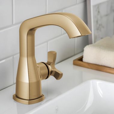Click here to see Delta 5766-CZ-PR-MPU-DST Delta Stryke Bathroom Faucet With Metal Push Pop-Up Drain, Single Handle, DIAMOND Seal, 1.2 GPM, Lumicoat Champagne Bronze - 5766-CZ-PR-MPU-DST