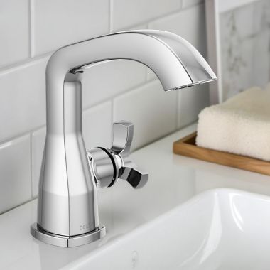 Click here to see Delta 5766-PR-LPU-DST Delta Stryke Bathroom Faucet, Single Handle, DIAMOND Seal, 1.2 GPM, Lumicoat Chrome (Less Pop-Up) - 5766-PR-LPU-DST