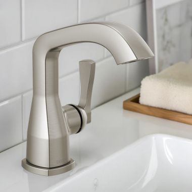 Click here to see Delta 576-SS-PR-LPU-DST Delta Stryke Bathroom Faucet, Single Handle, DIAMOND Seal, ADA, 1.2 GPM, Lumicoat Stainless (Less Pop-Up) - 576-SS-PR-LPU-DST