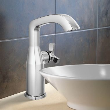 Click here to see Delta 6766-PR-DST Delta Stryke Mid-Height Bathroom Faucet, Single Handle, DIAMOND Seal, ADA, 1.2 GPM, Lumicoat Chrome - 6766-PR-DST