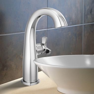 Click here to see Delta 6776-PR-DST Delta Stryke Mid-Height Bathroom Faucet, Single Handle, Rigid Spout, DIAMOND Seal, ADA, 1.2 GPM, Lumicoat Chrome - 6776-PR-DST