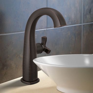 Click here to see Delta 6776-RB-DST Delta Stryke Mid-Height Bathroom Faucet, Single Handle, Rigid Spout, DIAMOND Seal, ADA, 1.2 GPM, Venetian Bronze - 6776-RB-DST