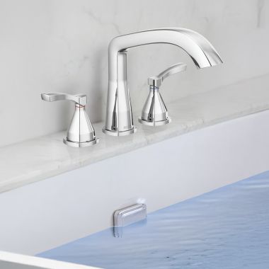 Click here to see Delta T2776-PR Delta Stryke Three Hole Roman Tub Only Trim, Lever Handles, Rigid Spout, ADA, Lumicoat Chrome - T2776-PR