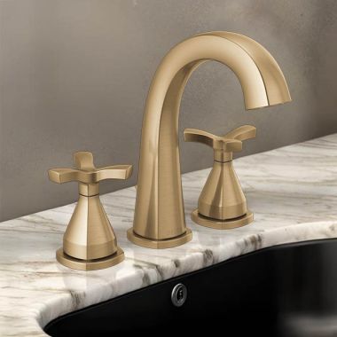 Click here to see Delta 357756-CZ-PR-MPU-DST Delta Stryke Widespread Bathroom Faucet With Metal Pop-Up, Deck Mount, DIAMOND Seal, 1.2 GPM, Lumicoat Champagne Bronze - 357756-CZ-PR-MPU-DST