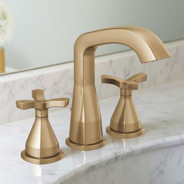 Click here to see Delta 357766-CZ-PR-MPU-DST Delta Stryke Widespread Faucet With Metal Pop-Up, Helo Spoke Handles, DIAMOND Seal, ADA, 1.2 GPM, Lumicoat Champagne Bronze - 357766-CZ-PR-MPU-DST