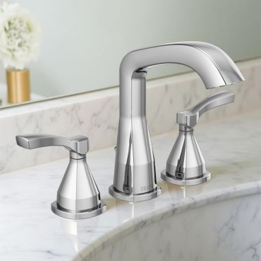 Click here to see Delta 35776-PR-MPU-DST Delta Stryke Widespread Bathroom Faucet With Metal Pop-Up, Lever Handles, DIAMOND Seal, ADA, 1.2 GPM, Lumicoat Chrome - 35776-PR-MPU-DST