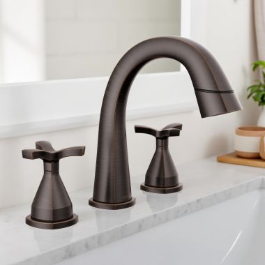 Click here to see Delta 357756-RBPD-DST Delta Stryke Widespread Bathroom Faucet, Two Handles, DIAMOND Seal, MagnaTite, 1.2 GPM, Venetian Bronze - 357756-RBPD-DST