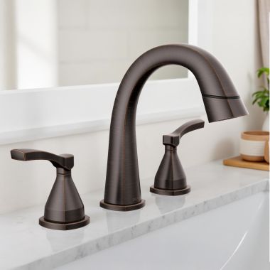 Click here to see Delta 35775-RBPD-DST Delta Stryke Widespread Bathroom Faucet, Two Handles, DIAMOND Seal, MagnaTite, ADA, 1.2 GPM, Venetian Bronze - 35775-RBPD-DST
