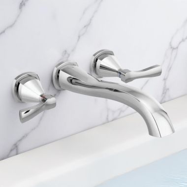 Click here to see Delta T5776-PR-WL Delta Stryke Two-Handle Wall-Mount Tub Faucet Trim, Lever Handles, 8 GPM, Lumicoat Chrome - T5776-PR-WL