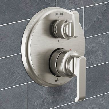 Click here to see Delta T24989-SS-PR Delta Tetra Monitor 14 Series Integrated Diverter Trim With 6-Setting, MultiChoice, MagnaTite, ADA, Lumicoat Stainless - T24989-SS-PR