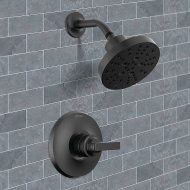 Click here to see Delta T14289-BL Delta Tetra Monitor 14 Series Shower Trim, Touch-Clean, H2Okinetic PowerDrench, MultiChoice, ADA, Matte Black - T14289-BL