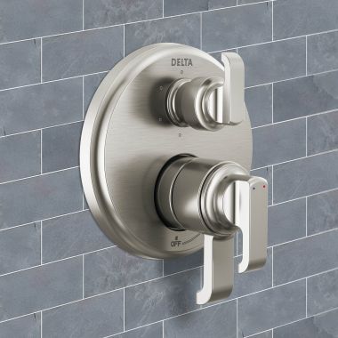 Click here to see Delta T27989-SS-PR Delta Tetra Monitor 17 Six-Function Diverter Pressure Balance Valve Trim, ADA, 5.8 GPM, Lumicoat Stainless - T27989-SS-PR