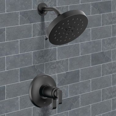 Click here to see Delta T17T289-BL Delta Tetra TempAssure 17T Series H2Okinetic Shower Faucet with 4-Setting Showerhead, 1.75 GPM, Two Lever Handles, Matte Black - T17T289-BL