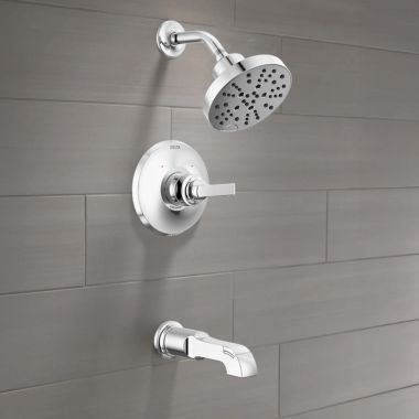 Click here to see Delta T14489-PR-LHD Delta Tetra Monitor 14 Pressure Balance Tub And Shower Trim, Less Showerhead, ADA, Lever Handle, Lumicoat Chrome - T14489-PR-LHD