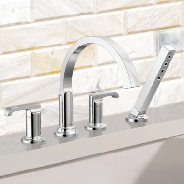 Click here to see Delta H588-PR Delta Tetra Roman Tub Lever Handles, Lumicoat Chrome - H588-PR