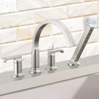 Click here to see Delta H588SS-PR Delta Tetra Roman Tub Lever Handles, Lumicoat Stainless - H588SS-PR