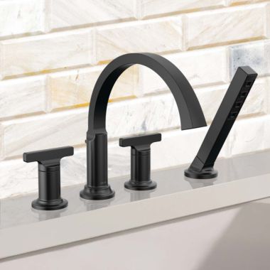 Click here to see Delta H590BL Delta Tetra Roman Tub T-Lever Handles, Matte Black - H590BL