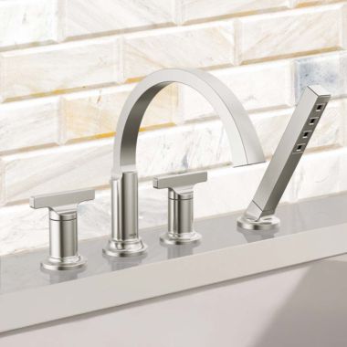 Click here to see Delta H590SS-PR Delta Tetra Roman Tub T-Lever Handles, Lumicoat Stainless - H590SS-PR