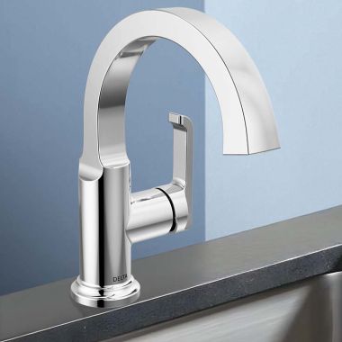 Click here to see Delta 588SH-PR-DST Delta Tetra Single Handle Bathroom Faucet, Deck Mount, DIAMOND Seal, ADA, 1.2 GPM, Lumicoat Chrome - 588SH-PR-DST