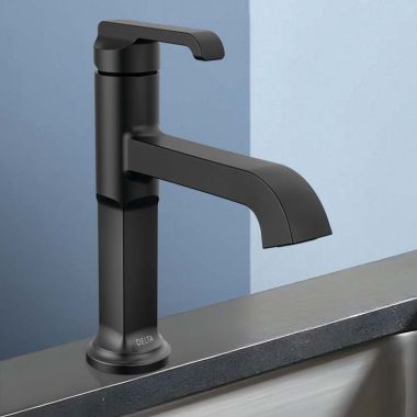 Click here to see Delta 589-BL-DST Delta Tetra Bathroom Faucet With Metal Pop-Up, Single Handle, Deck Mount, DIAMOND Seal, ADA, 1.2 GPM, Matte Black - 589-BL-DST