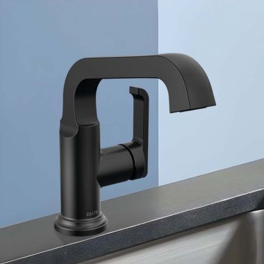 Click here to see Delta 589SH-BL-DST Delta Tetra Bathroom Faucet With Metal Pop-Up, Side Handle, Deck Mount, DIAMOND Seal, ADA, 1.2 GPM, Matte Black - 589SH-BL-DST