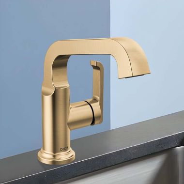 Click here to see Delta 589SH-CZ-PR-DST Delta Tetra Bathroom Faucet With Metal Pop-Up, Side Handle, Deck Mount, DIAMOND Seal, ADA, 1.2 GPM, Lumicoat Champagne Bronze - 589SH-CZ-PR-DST