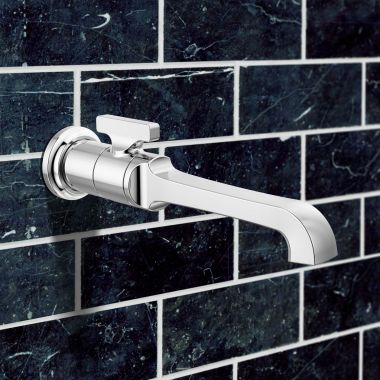Click here to see Delta T3589LF-PR-WL Delta Single Handle Wall Mount Bathroom Faucet, 1.2 GPM, WaterSense, Polished Chrome - T3589LF-PR-WL