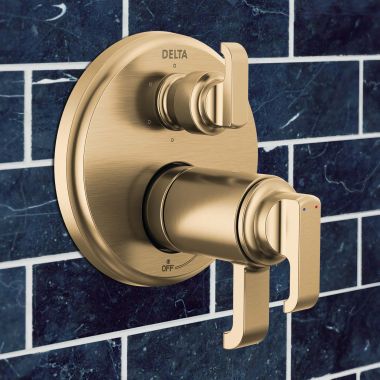 Click here to see Delta T27T989-CZ-PR Delta Tetra TempAssure Thermostatic Six Function Diverter Valve Trim, ADA, Lumicoat Champagne Bronze - T27T989-CZ-PR
