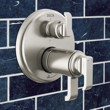 Click here to see Delta T27T989-SS-PR Delta Tetra TempAssure Thermostatic Six Function Diverter Valve Trim, ADA, Lumicoat Stainless - T27T989-SS-PR