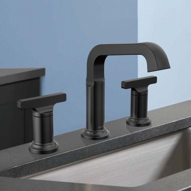 Click here to see Delta 35587-BL-DST Delta Tetra Widespread Bathroom Faucet, Two Handles, DIAMOND Seal, Matte Black - 35587-BL-DST