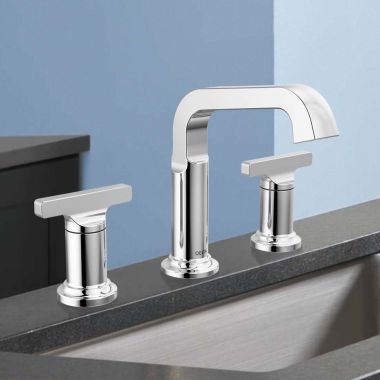 Click here to see Delta 35587-PR-DST Delta Tetra Widespread Bathroom Faucet, Two Handles, DIAMOND Seal, Lumicoat Chrome - 35587-PR-DST