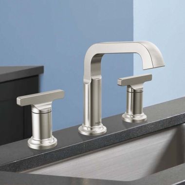 Click here to see Delta 35587-SS-PR-DST Delta Tetra Widespread Bathroom Faucet, Two Handles, DIAMOND Seal, Lumicoat Stainless - 35587-SS-PR-DST