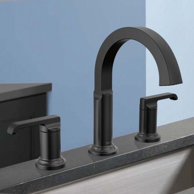 Click here to see Delta 35588-BL-DST Delta Tetra Widespread Bathroom Faucet, Two Handles, DIAMOND Seal, ADA, 1.2 GPM, Matte Black - 35588-BL-DST