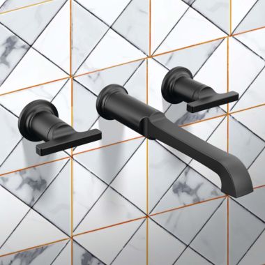 Click here to see Delta H592BL Delta Tetra Wall Mount Tub Filler T-Lever Handle, ADA-Complaint, Matte Black - H592BL