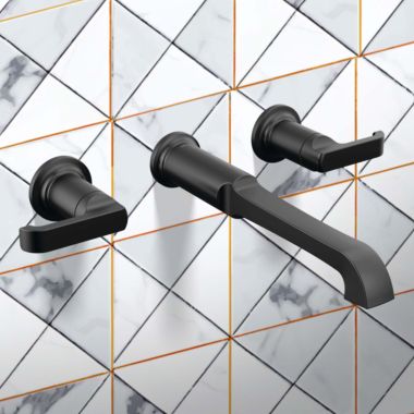 Click here to see Delta H591BL Delta Tetra Wall Mount Tub Filler Lever Handle, ADA-Complaint, Matte Black - H591BL