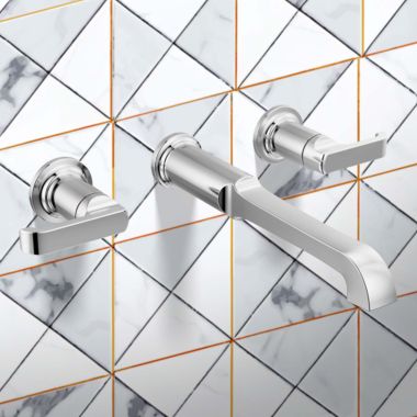 Click here to see Delta H591-PR Delta Tetra Wall Mount Tub Filler Lever Handle, ADA-Complaint, Lumicoat Chrome - H591-PR