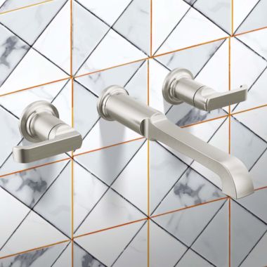 Click here to see Delta H591SS-PR Delta Tetra Wall Mount Tub Filler Lever Handle, ADA-Complaint, Lumicoat Stainless - H591SS-PR