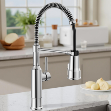 Click here to see Delta 18804Z-DST Delta Theodora Pull-Down Spring Kitchen Faucet, Single-Handle, DIAMOND Seal, MagnaTite, ADA, 1.8 GPM, Chrome - 18804Z-DST