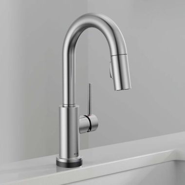 Click here to see Delta 9959TL-AR-DST Delta Trinsic High Arc Single Handle Bar Faucet with Touch2O, Lever Handle, ADA, 1.8 GPM, Arctic Stainless - 9959TL-AR-DST