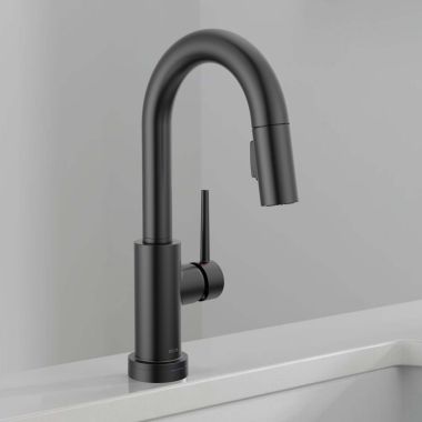 Click here to see Delta 9959TL-BL-DST Delta Trinsic High Arc Single Handle Bar Faucet with Touch2O, Lever Handle, ADA, 1.8 GPM, Matte Black - 9959TL-BL-DST