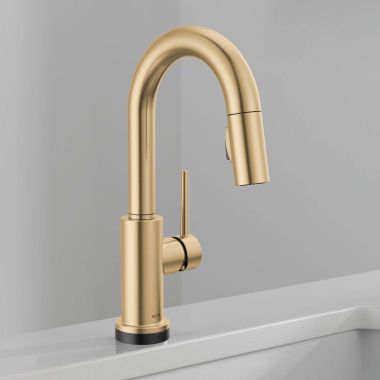 Click here to see Delta 9959TL-CZ-DST Delta Trinsic High Arc Single Handle Bar Faucet with Touch2O, Lever Handle, ADA, 1.8 GPM, Champagne Bronze - 9959TL-CZ-DST