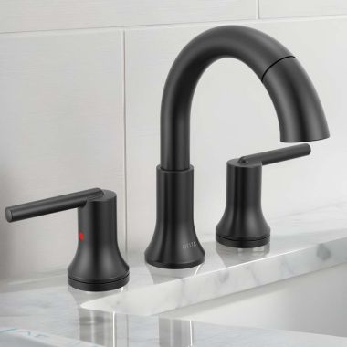 Click here to see Delta 3559-BLPD-DST Delta Trinsic Pull Down Widespread Bathroom Faucet, DIAMOND Seal, MagnaTite, ADA, WaterSense, Two Lever Handles, 1.2 GPM, Matte Black - 3559-BLPD-DST