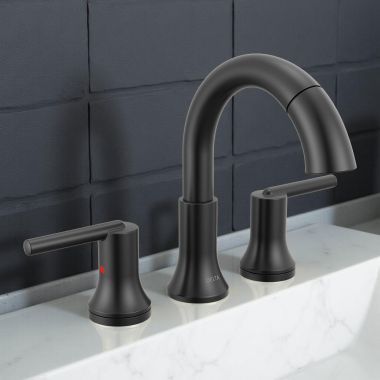 Click here to see Delta 3559-BLPD-DST Delta Trinsic Two-Handle Pull-Down Bathroom Faucet with MagnaTite Magnetic Docking, ADA, 1.2 GPM, Matte Black - 3559-BLPD-DST