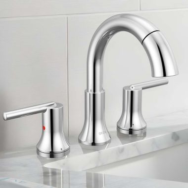 Click here to see Delta 3559-PD-DST Delta Trinsic Pull Down Widespread Bathroom Faucet, DIAMOND Seal, MagnaTite, ADA, WaterSense, Two Lever Handles, 1.2 GPM, Chrome - 3559-PD-DST