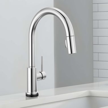 Click here to see Delta 9159TLV-DST Delta Trinsic VoiceIQ Kitchen Faucet with Touch2O Technology, DIAMOND Seal, MagnaTite, Touch-Clean, 1.8 GPM, ADA, Polished Chrome - 9159TLV-DST