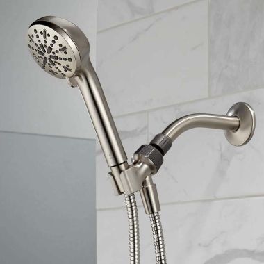 Click here to see Delta 75413DSN Delta Universal 4-Setting Hand Shower, Touch-Clean, Spotshield Brushed Nickel - 75413DSN