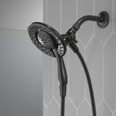 Click here to see Delta 75486CBL Delta In2ition 2-In-1 Shower Only Trim, 4-Spray Setting Hand Shower, Touch-Clean, 1.75 GPM, Matte Black - 75486CBL